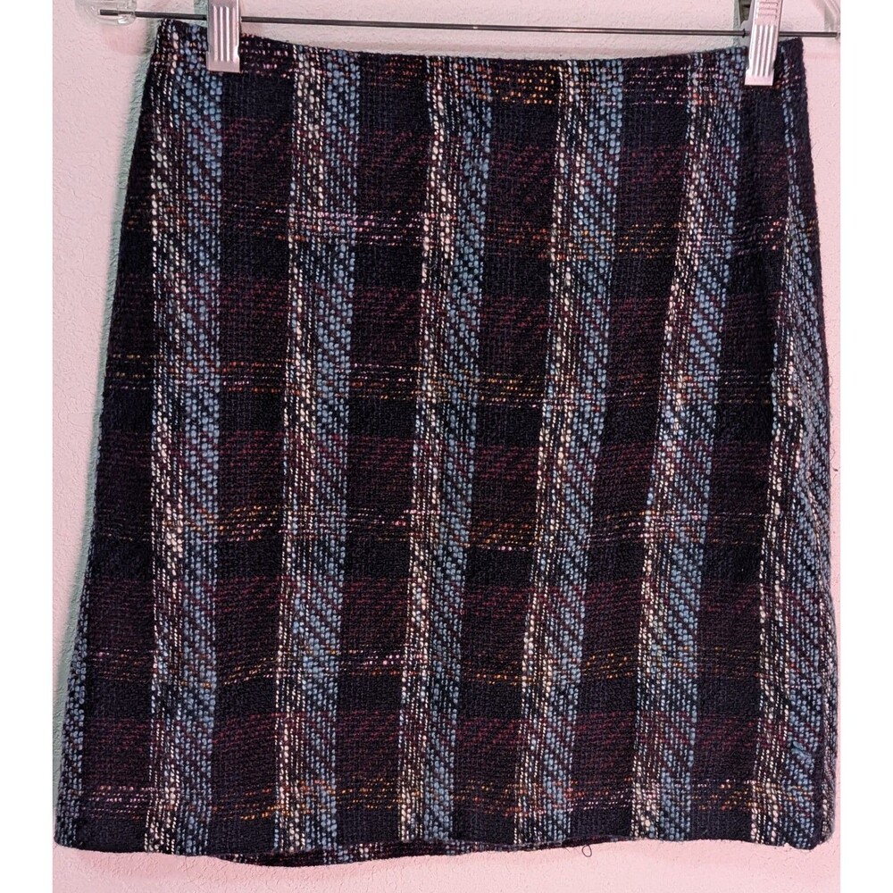 Loft Womens Size 2 Skirt Multicolor Woven Straight Fully Lined (751m)